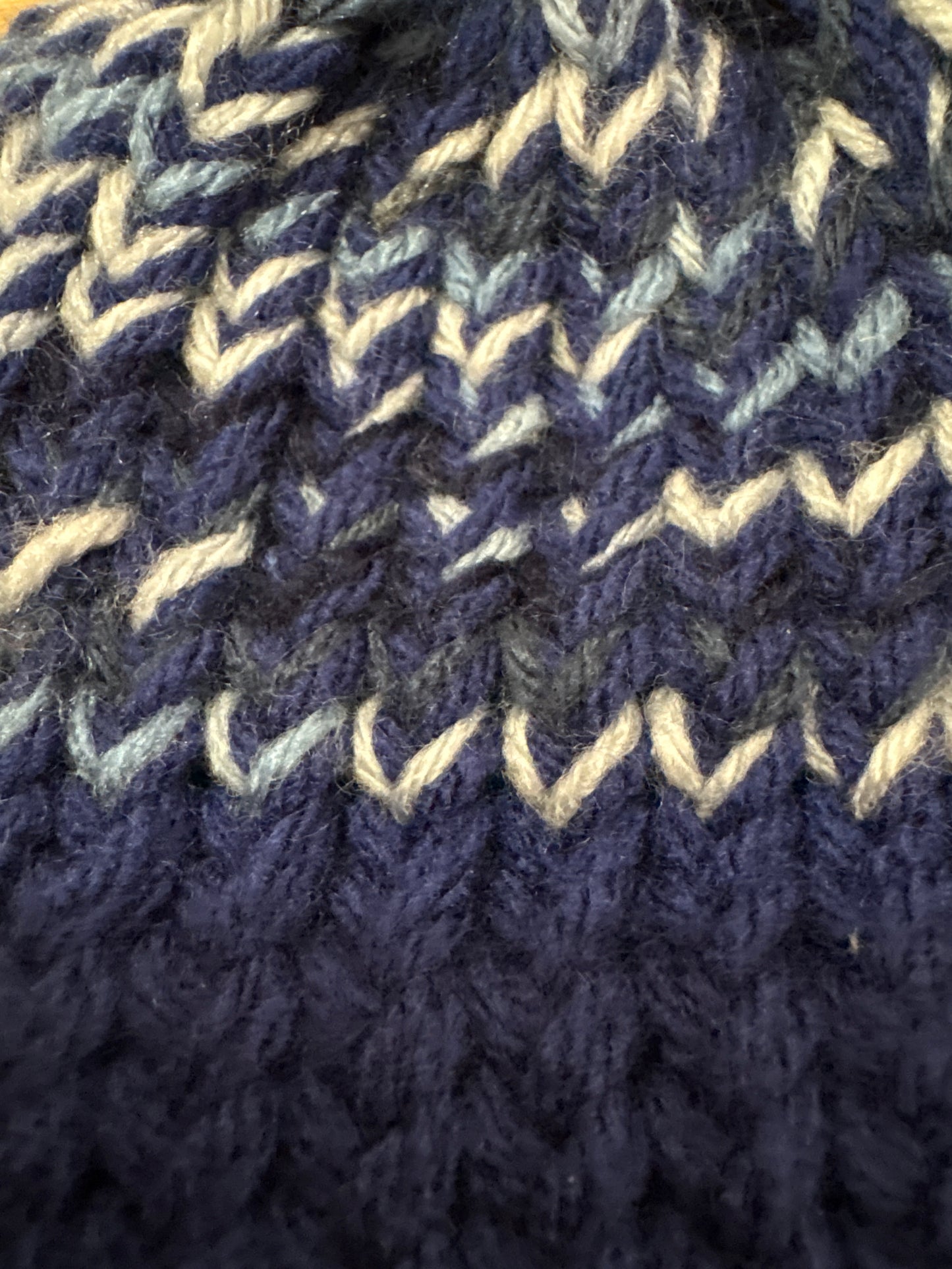 Blue brimmed multi baby hat