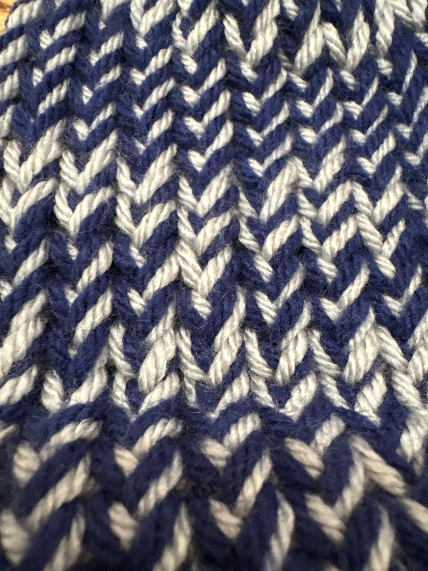 Blue and gray baby hat