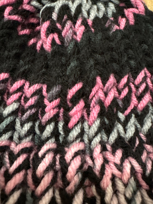 Pink, gray and black bay hat