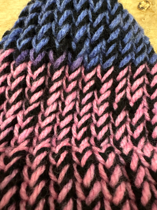 Pink, purple and black bay hat
