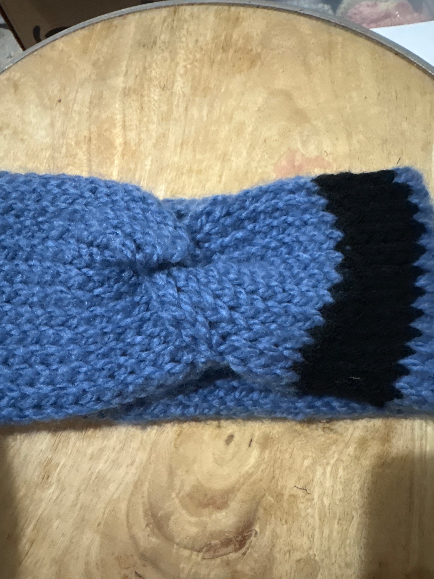 Blue with black stripe Adult Twisted Headband