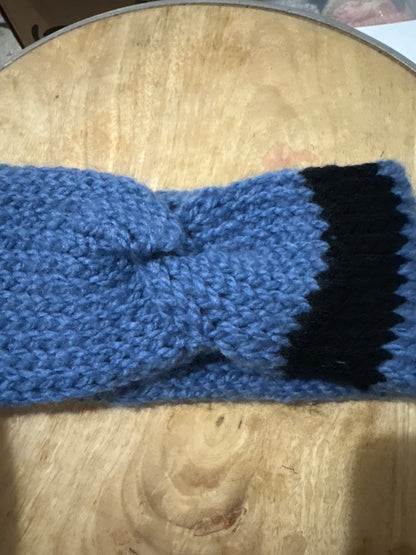Blue with black stripe Adult Twisted Headband