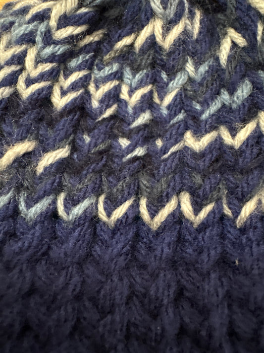 Blue brimmed multi baby hat