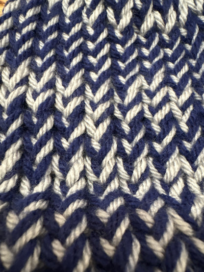 Blue and gray baby hat