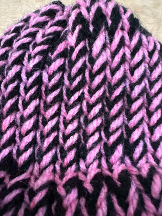 Pink and black bay hat