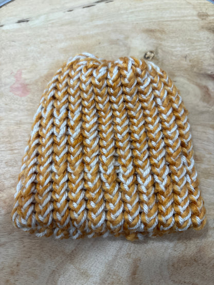 Marigold and beige bay hat