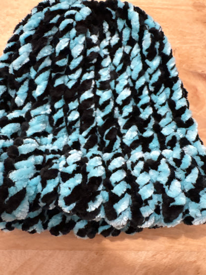 Black and blue Chenille baby hat