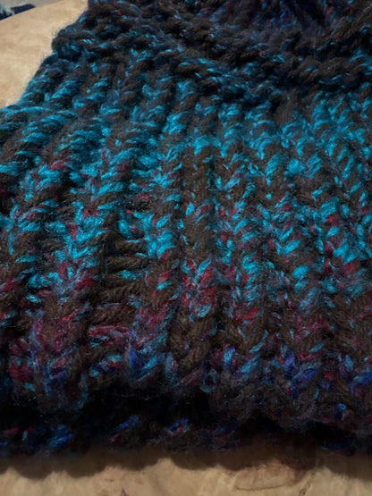 Dark royal blue and brown waved adult hat