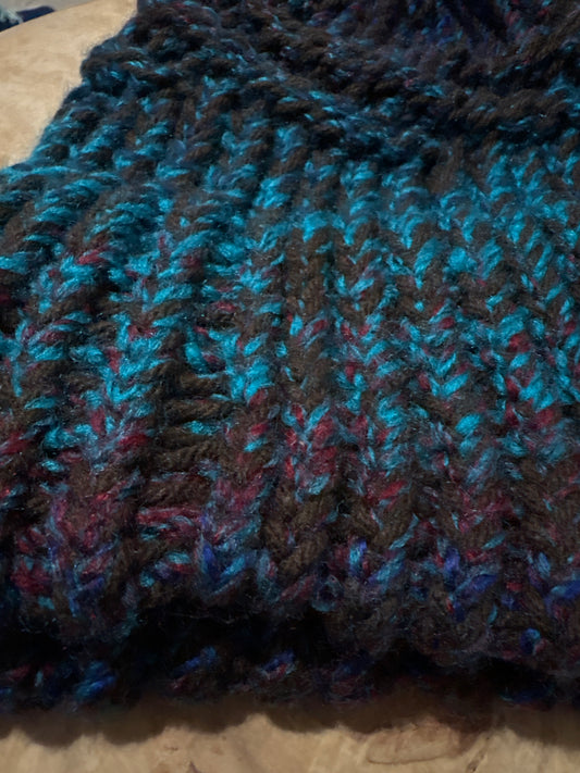 Dark royal blue and brown waved adult hat