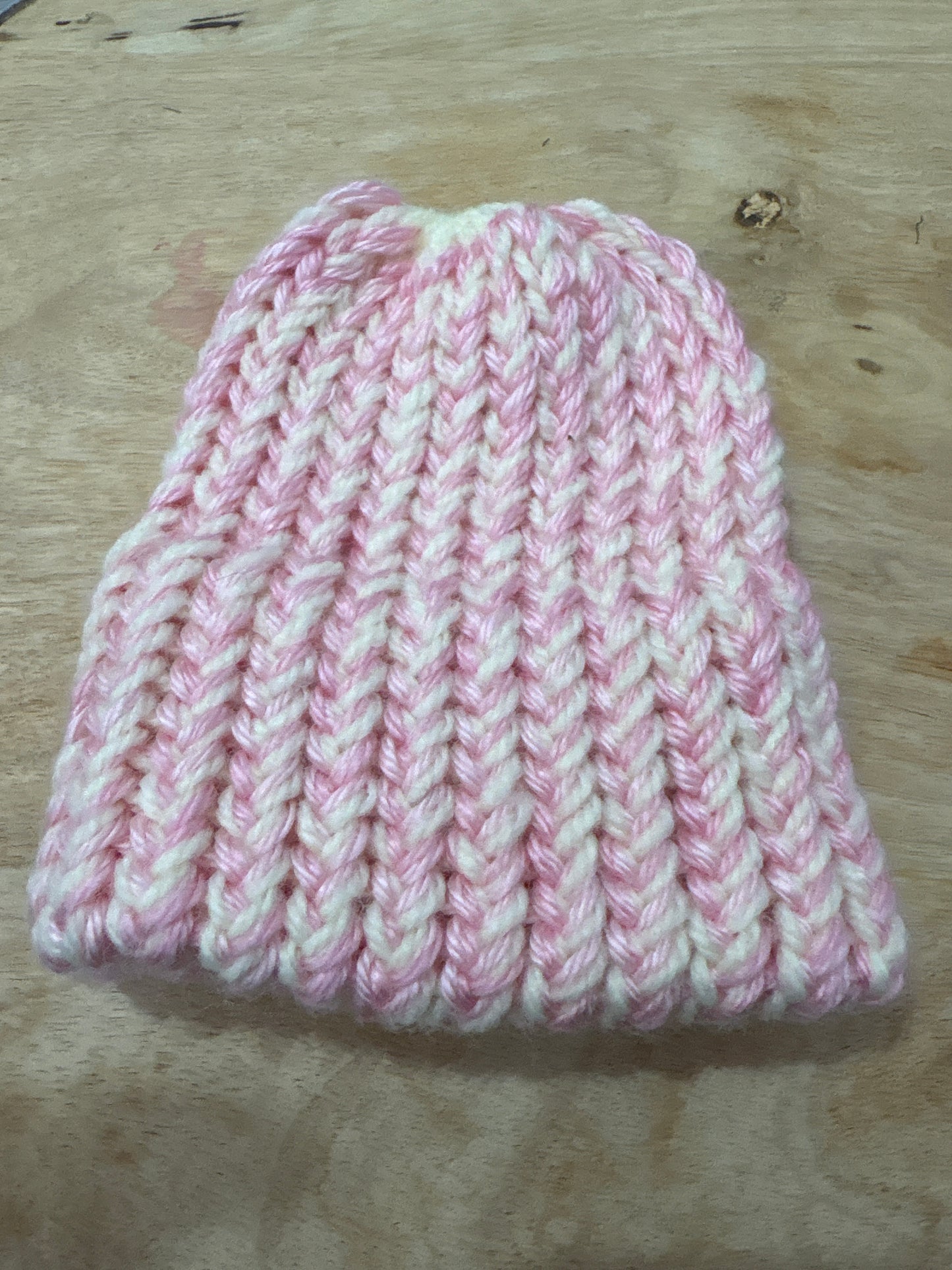 Pink and yellow baby hat