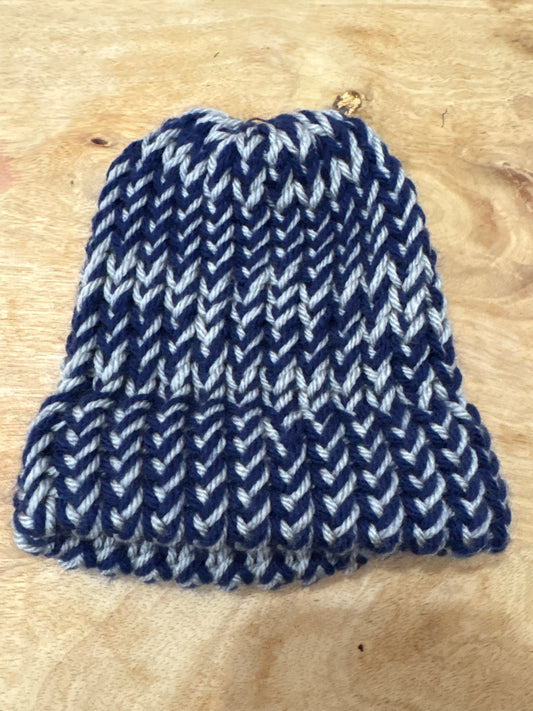 Blue and gray baby hat