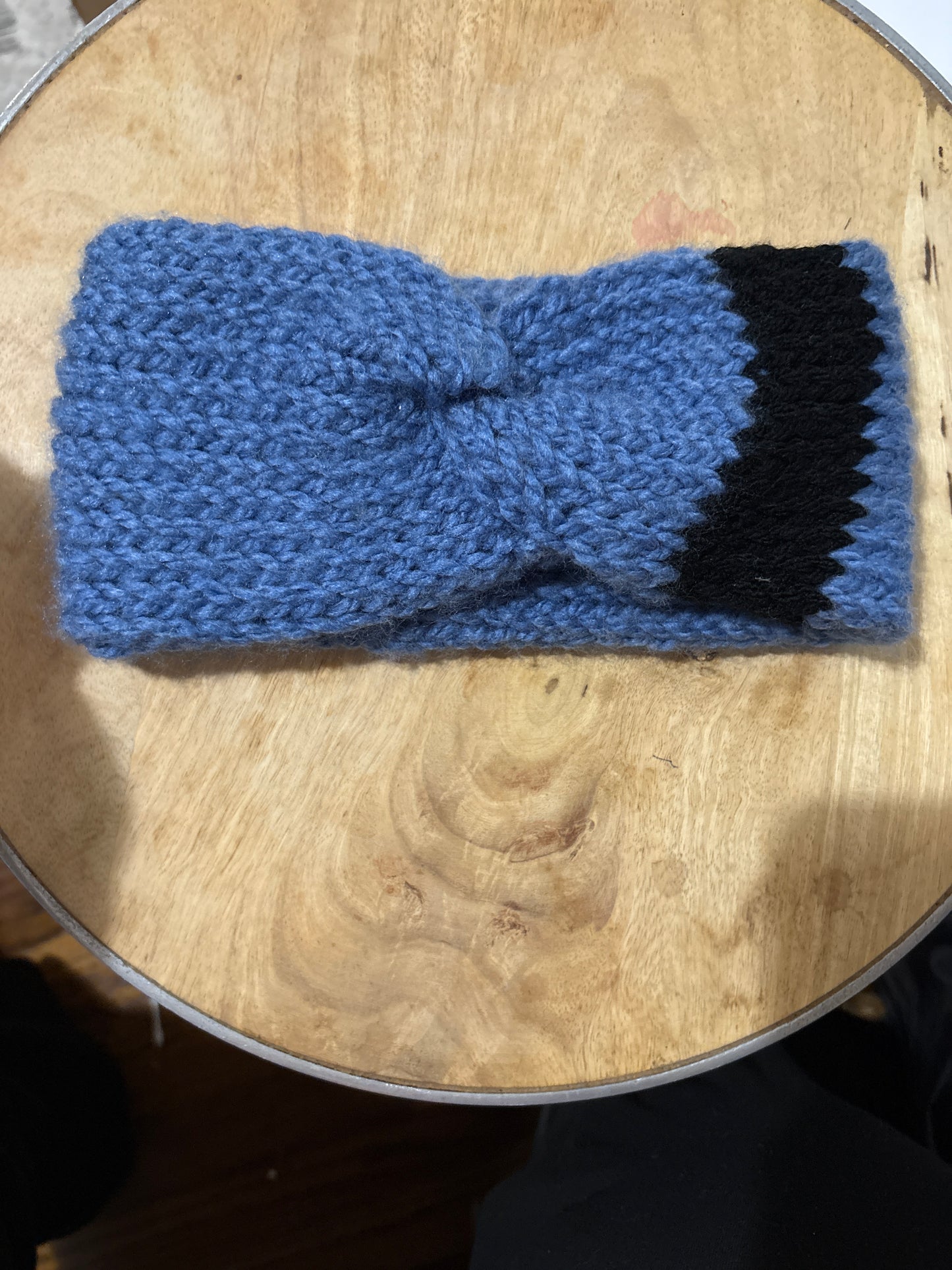 Blue with black stripe Adult Twisted Headband