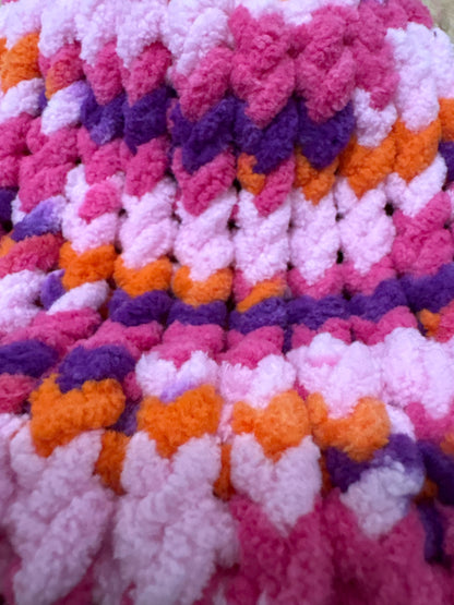 Pink, purple, and orange Chenille bay hat