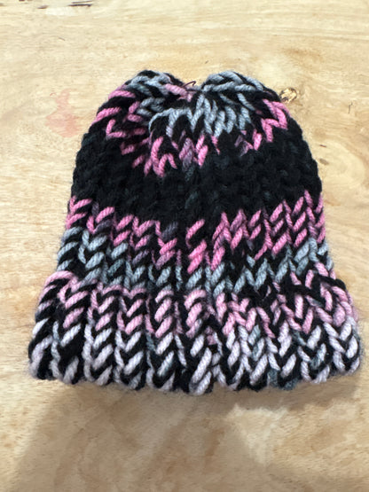 Pink, gray and black bay hat