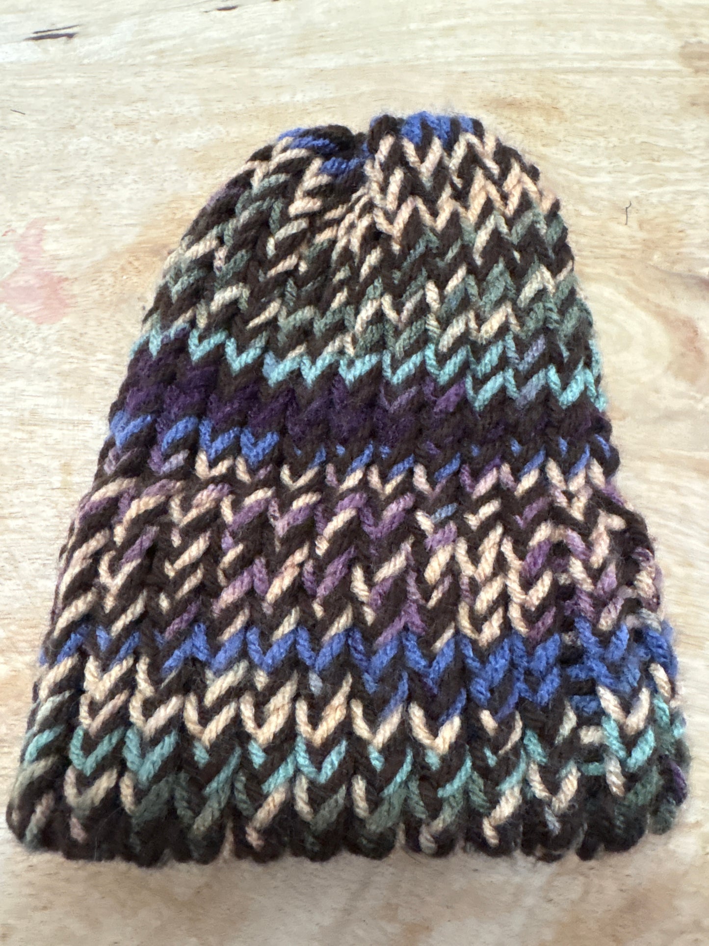 Muted brown multicolored baby hat