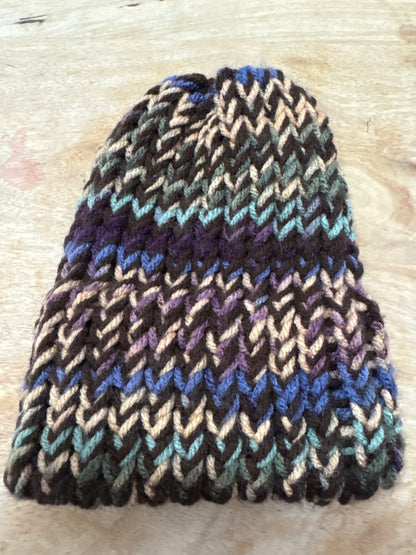 Muted brown multicolored baby hat