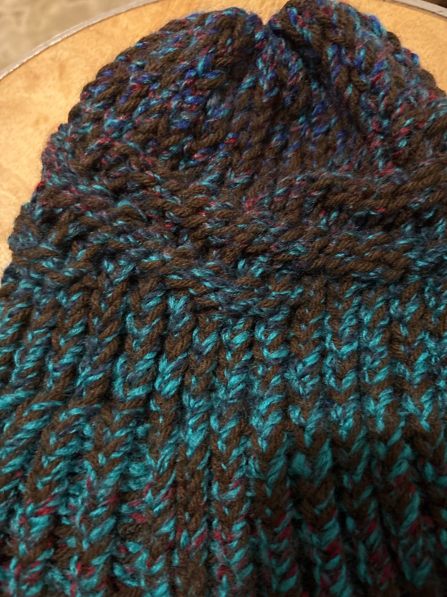 Dark royal blue and brown waved adult hat