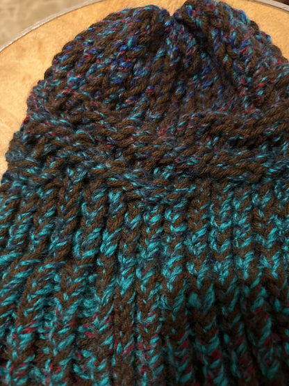 Dark royal blue and brown waved adult hat