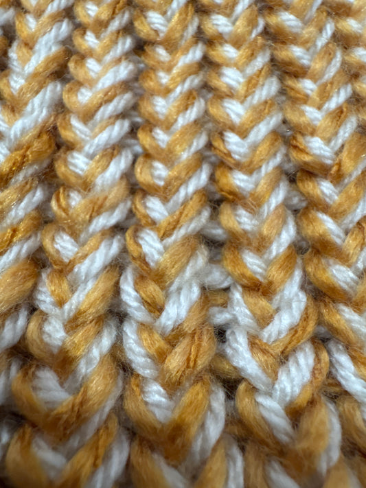 Marigold and beige bay hat