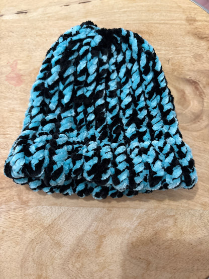 Black and blue Chenille baby hat